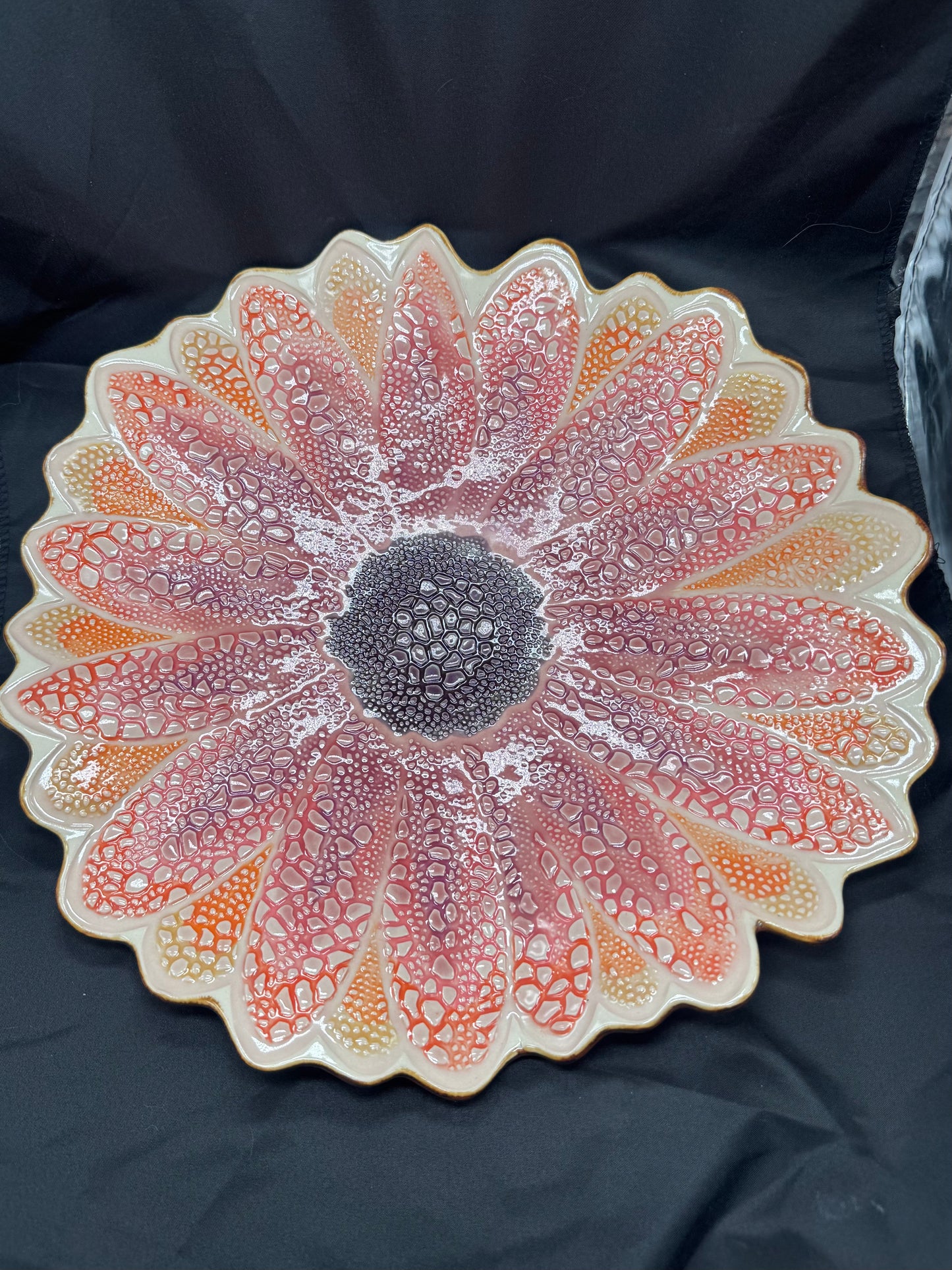 Large serving bowl- Pink/Orange Daisy