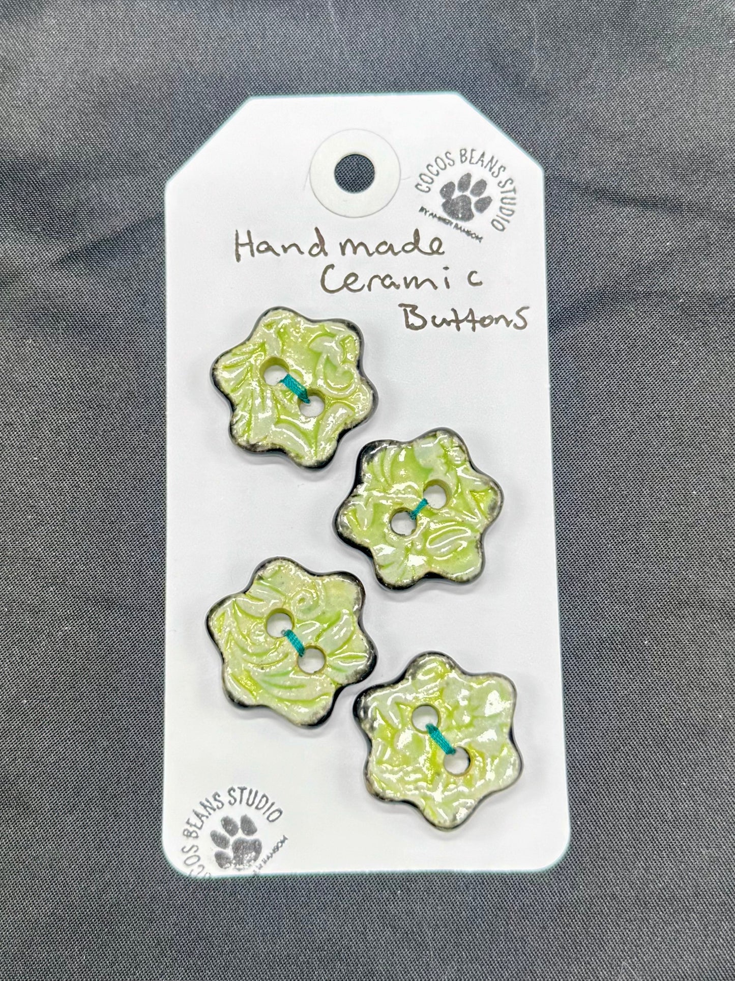 Buttons- Lime Green Flowers