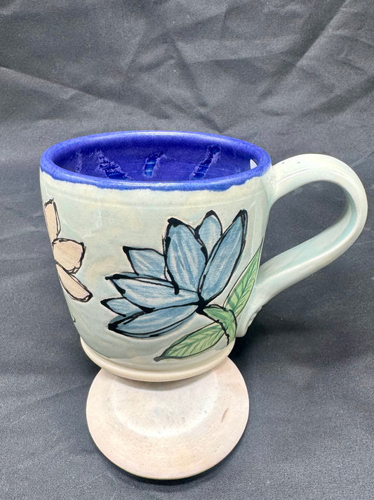 Mug- Flowers, Purple and Turquoise