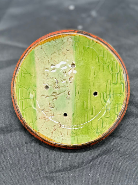 Soap Dish- Copper/Green Cacti
