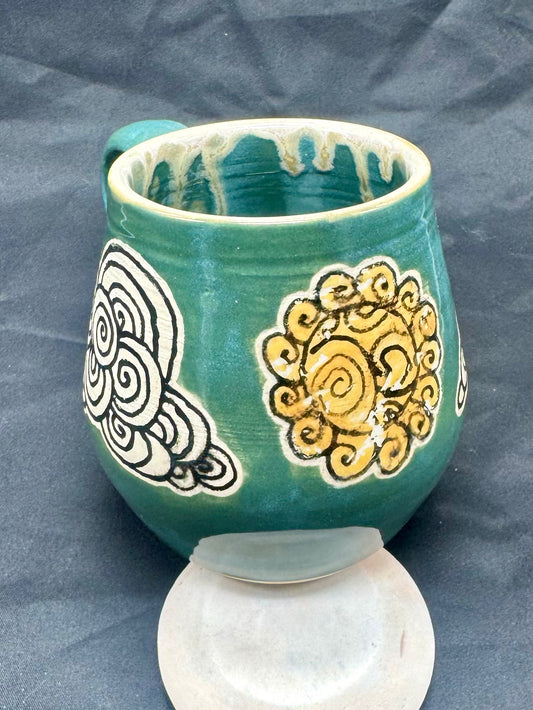 Mug- Sun and Clouds, Turquoise