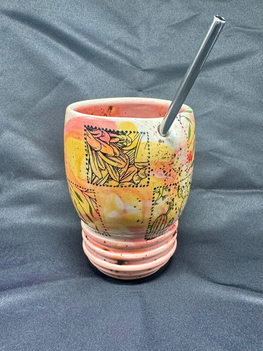 Pink and Orange Patchwork Tumbler