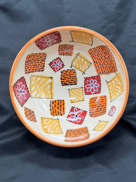 Bowl- Orange/Red squares